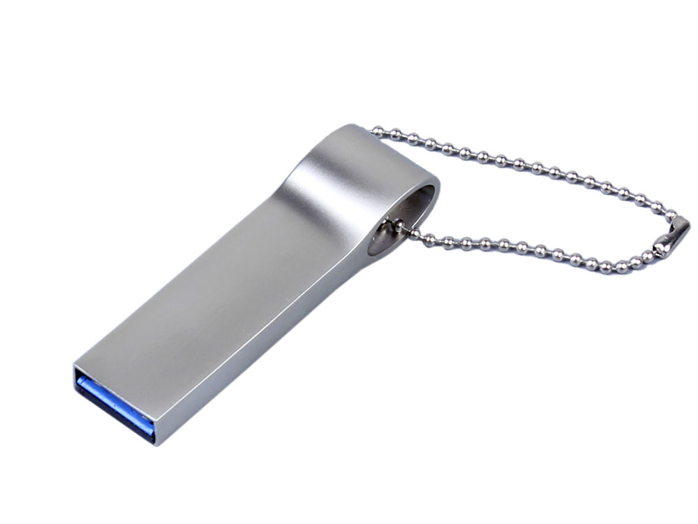 USB 2.0-флешка на 512 Мбайт с мини чипом и боковым отверстием для цепочки - 4Gb, серебристый