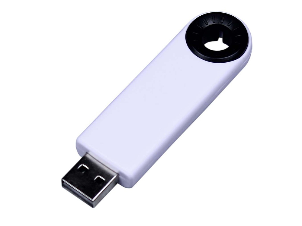 USB 3.0- флешка промо на 32 Гб прямоугольной формы, выдвижной механизм - 32Gb, белый-черный