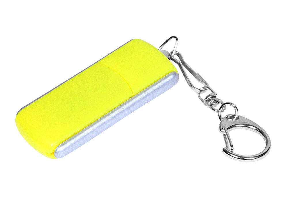 USB 3.0- флешка промо на 32 Гб с прямоугольной формы с выдвижным механизмом - 32Gb, желтый-серебристый