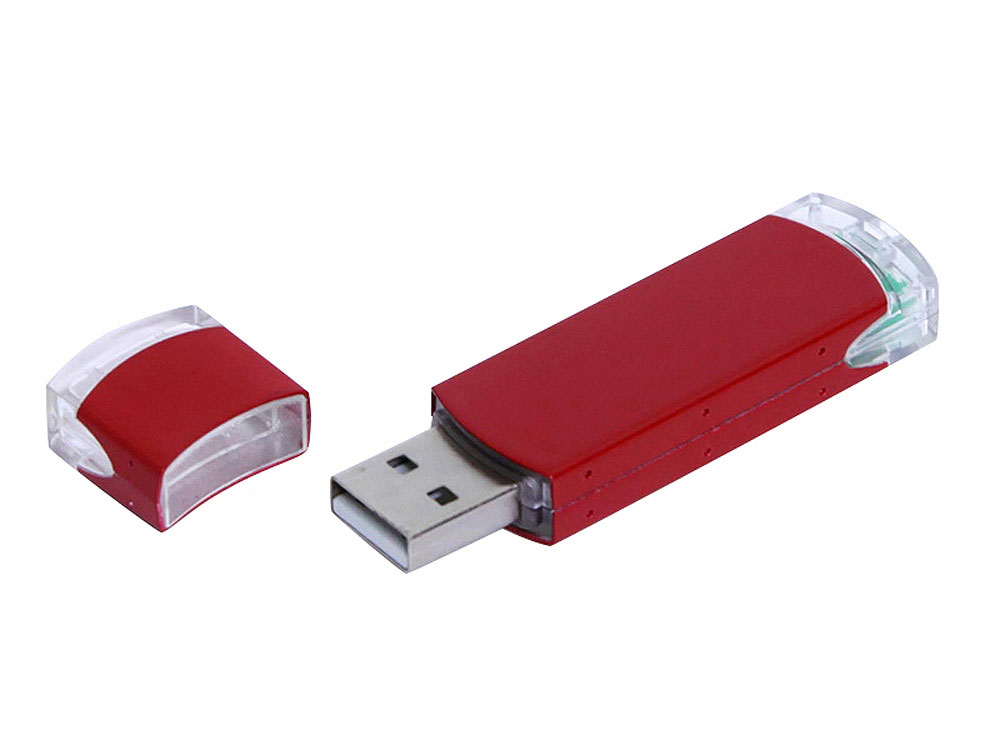 USB 3.0- флешка промо на 32 Гб прямоугольной классической формы - 64Gb, красный