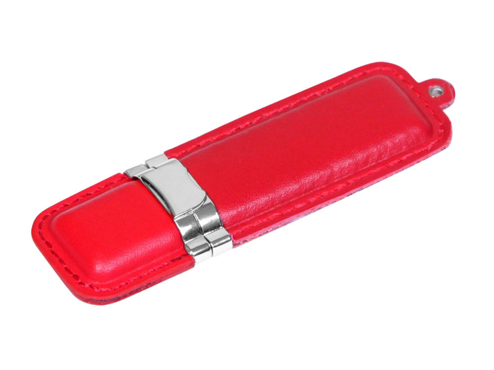 USB 3.0- флешка на 32 Гб классической прямоугольной формы - 64Gb, красный-серебристый