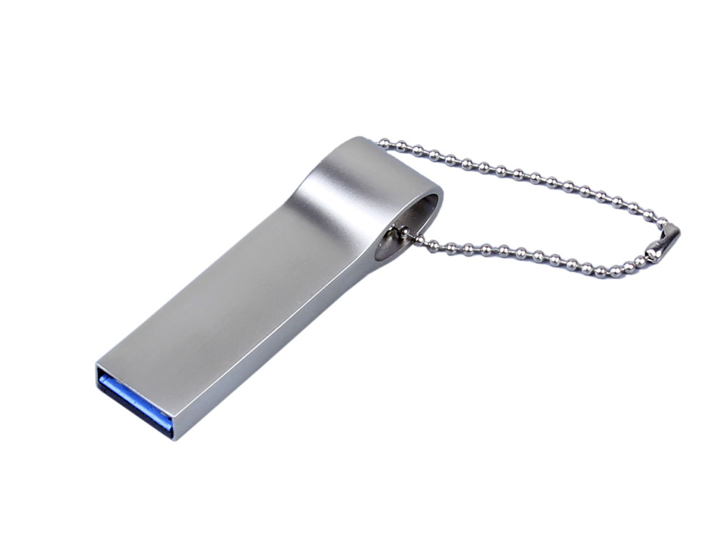USB 3.0-флешка на 16 Гб с мини чипом и боковым отверстием для цепочки - 64Gb, серебристый