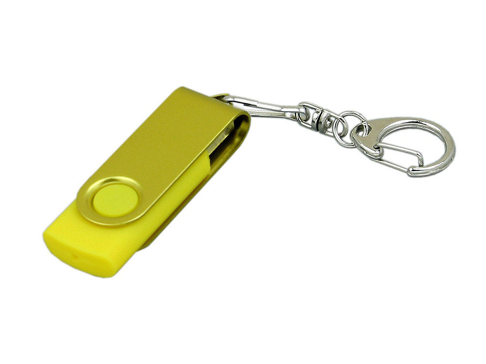 USB 3.0- флешка промо на 32 Гб с поворотным механизмом и однотонным металлическим клипом - 128Gb, желтый