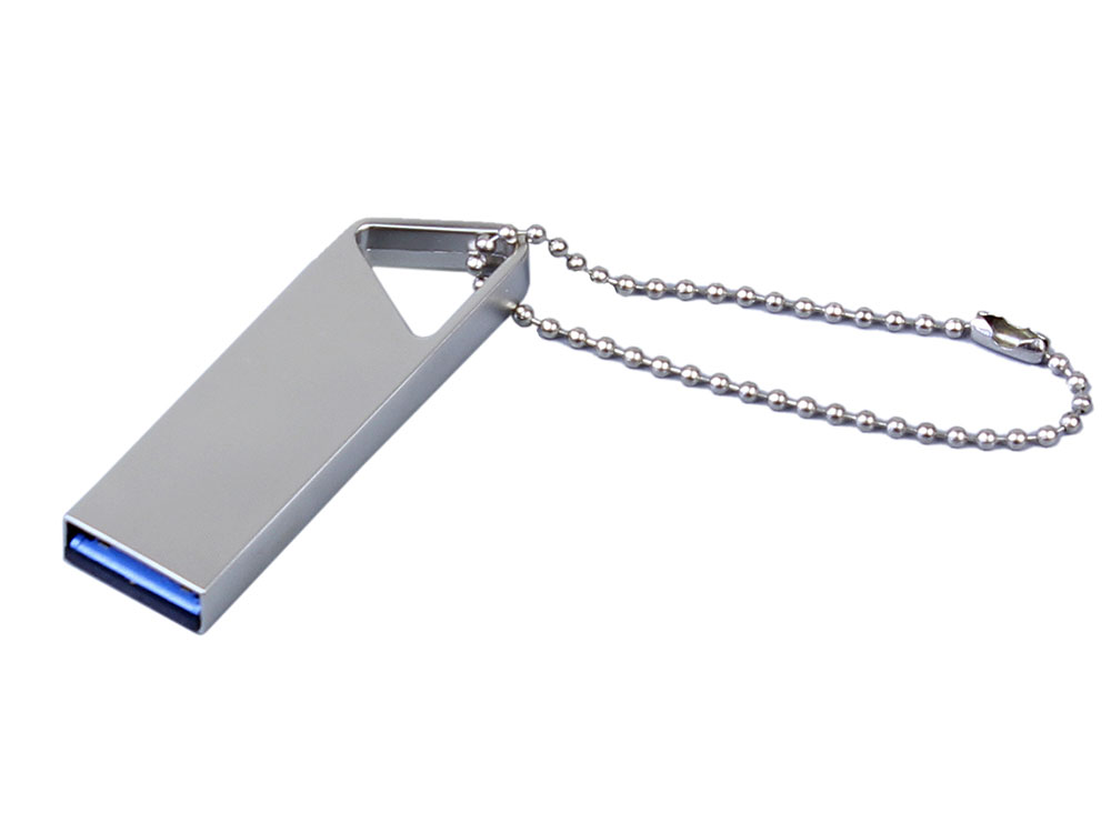 USB 3.0-флешка на 16 Гб с мини чипом и отверстием для цепочки - 64Gb, серебристый