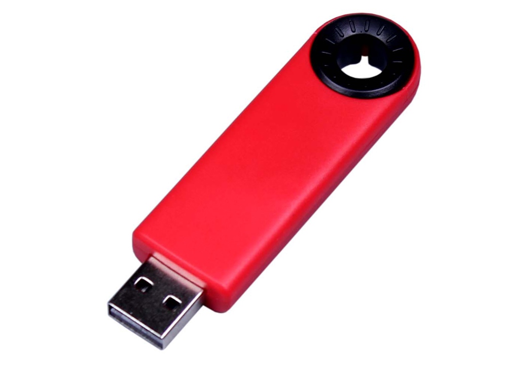 USB 3.0- флешка промо на 32 Гб прямоугольной формы, выдвижной механизм - 64Gb, красный-черный