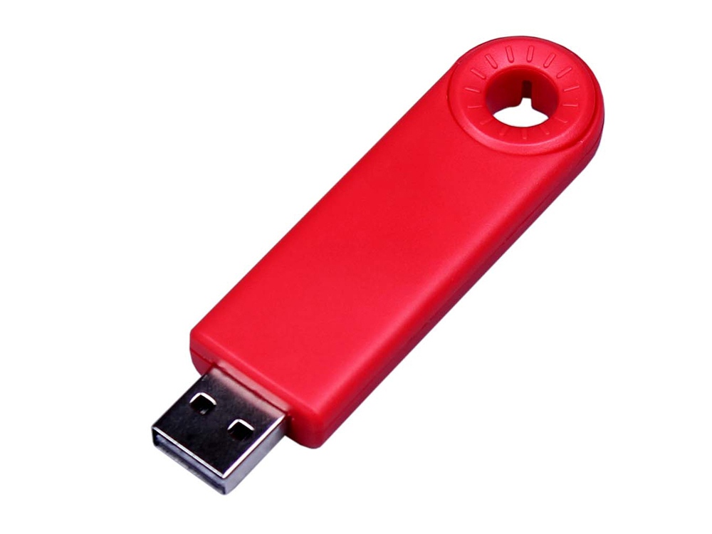 USB 3.0- флешка промо на 32 Гб прямоугольной формы, выдвижной механизм - 64Gb, красный