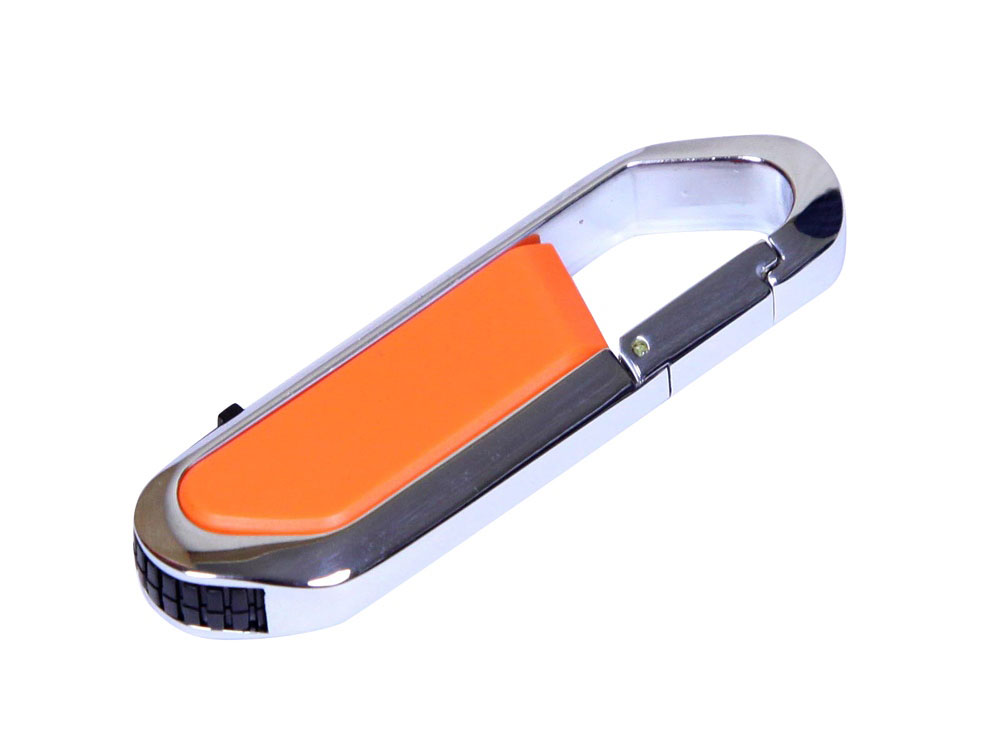 USB 2.0- флешка на 16 Гб в виде карабина - 8Gb, оранжевый-серебристый