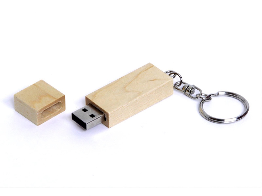 USB 3.0- флешка на 32 Гб прямоугольная форма, колпачок с магнитом - 128Gb, натуральный