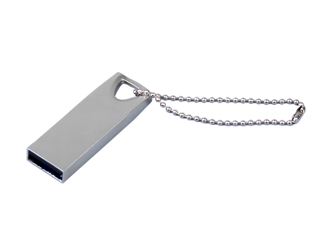 USB 2.0-флешка на 512 Мбайт с мини чипом и отверстием для цепочки - 128Gb, серебристый