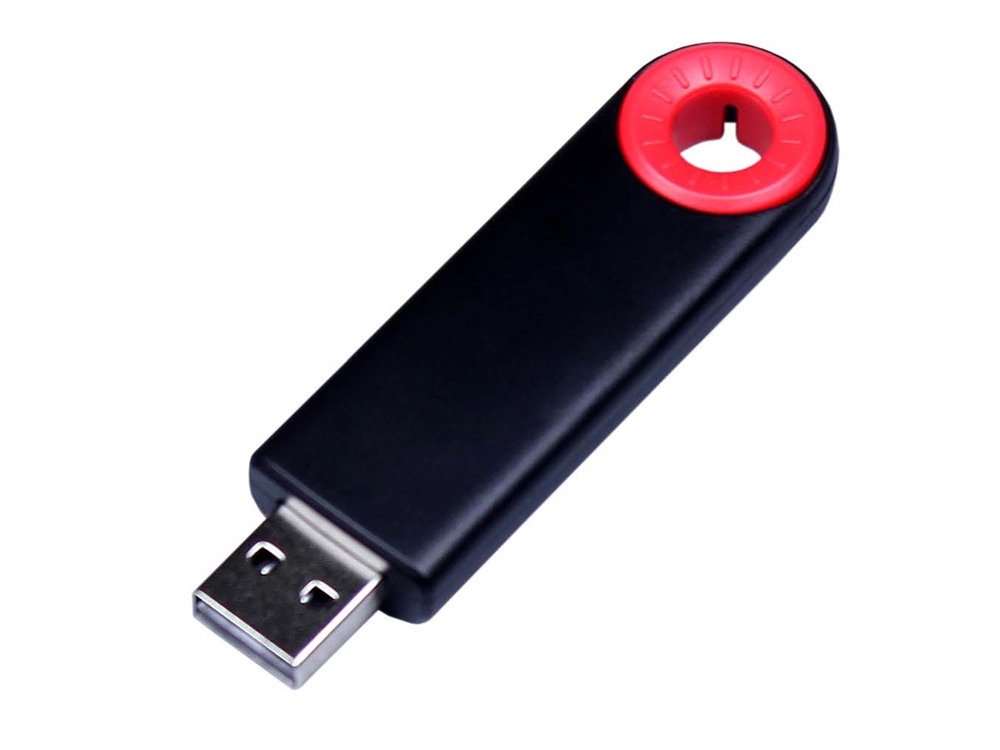 USB 3.0- флешка промо на 32 Гб прямоугольной формы, выдвижной механизм - 32Gb, черный-красный