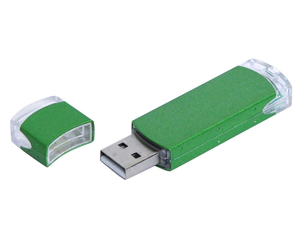 USB 3.0- флешка промо на 32 Гб прямоугольной классической формы - 64Gb, зеленый