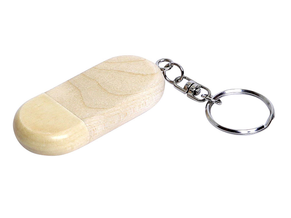 USB 3.0- флешка на 32 Гб овальной формы и колпачком с магнитом - 128Gb, натуральный