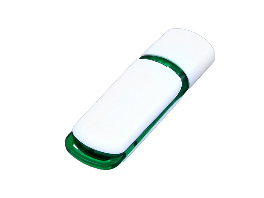 USB 2.0- флешка на 16 Гб с цветными вставками - 16Gb, белый-зеленый