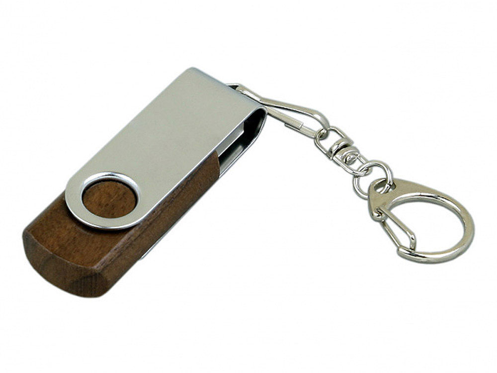 USB 3.0- флешка промо на 32 Гб с поворотным механизмом - 128Gb, коричневый-серебристый