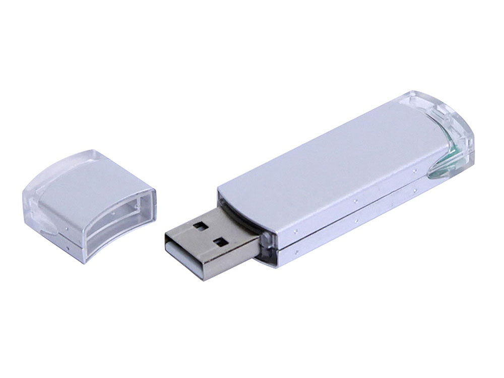 USB 3.0- флешка промо на 32 Гб прямоугольной классической формы - 64Gb, серебристый
