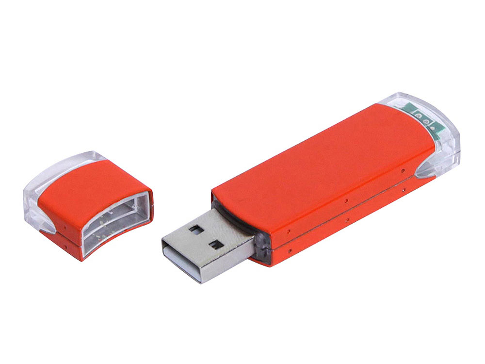 USB 3.0- флешка промо на 32 Гб прямоугольной классической формы - 64Gb, оранжевый