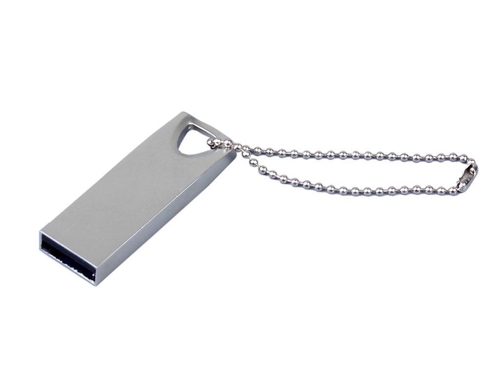 USB 2.0-флешка на 512 Мбайт с мини чипом и отверстием для цепочки - 4Gb, серебристый