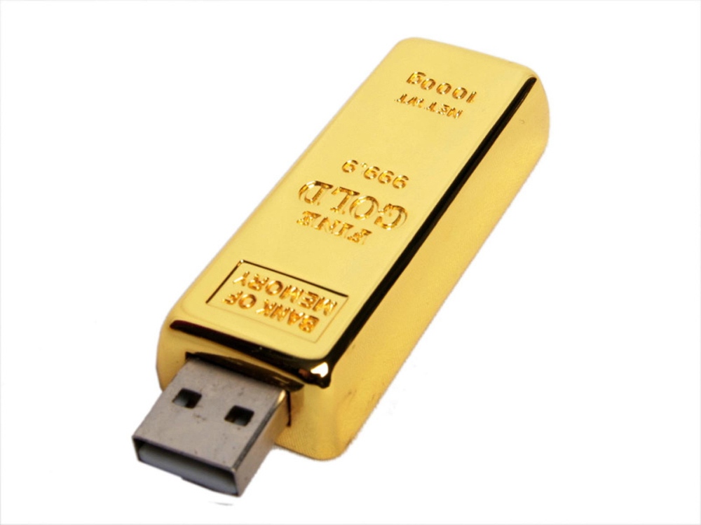USB 3.0- флешка на 32 Гб в виде слитка золота - 128Gb, золотистый