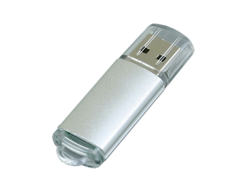 USB 2.0- флешка на 16 Гб с прозрачным колпачком - 16Gb, серебристый