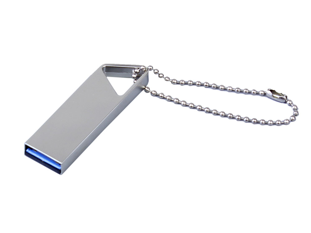 USB 2.0-флешка на 512 Мбайт с мини чипом и отверстием для цепочки - 128Gb, серебристый