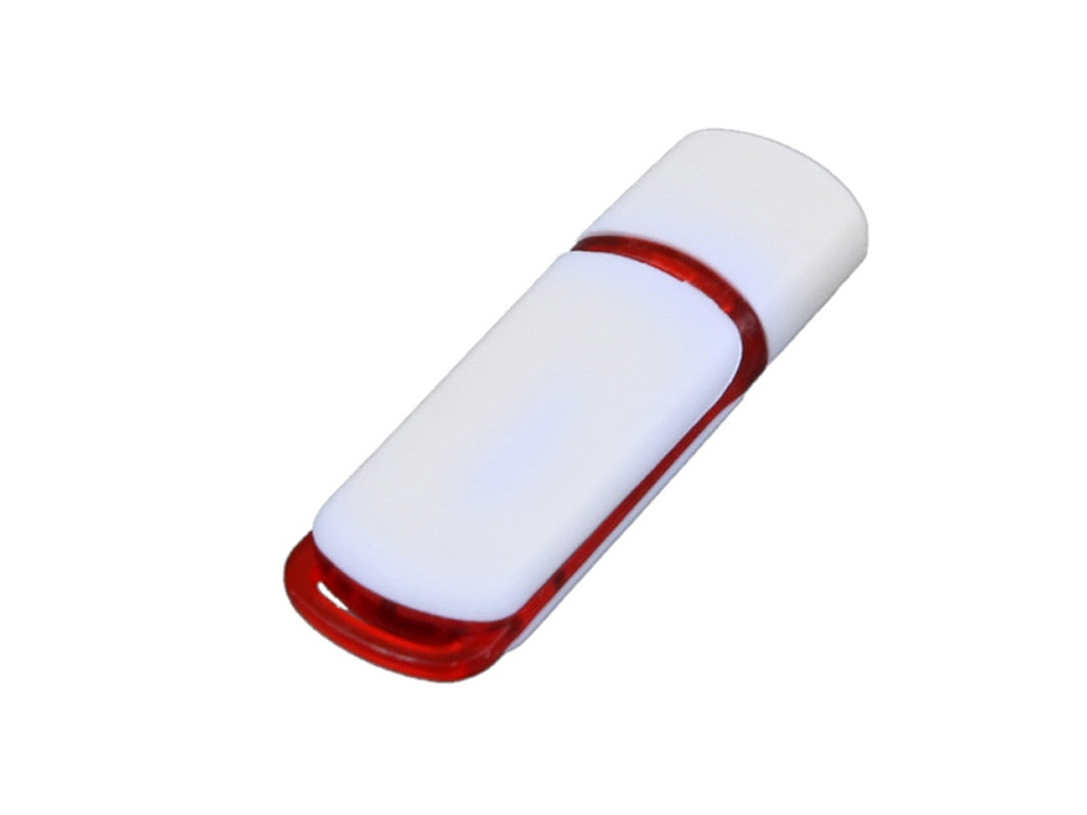 USB 2.0- флешка на 16 Гб с цветными вставками - 16Gb, белый-красный