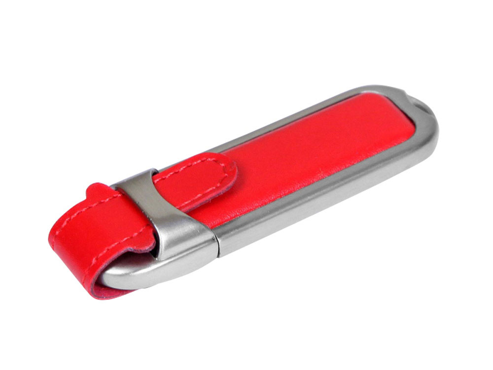 USB 3.0- флешка на 32 Гб с массивным классическим корпусом - 32Gb, красный-серебристый