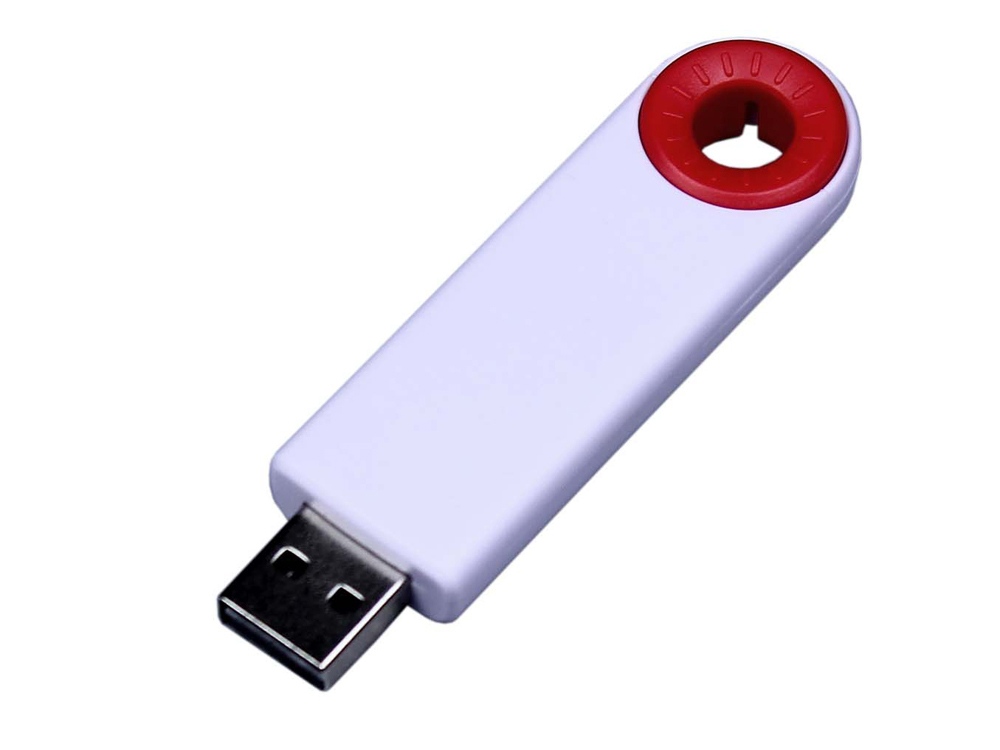 USB 3.0- флешка промо на 32 Гб прямоугольной формы, выдвижной механизм - 32Gb, белый-красный