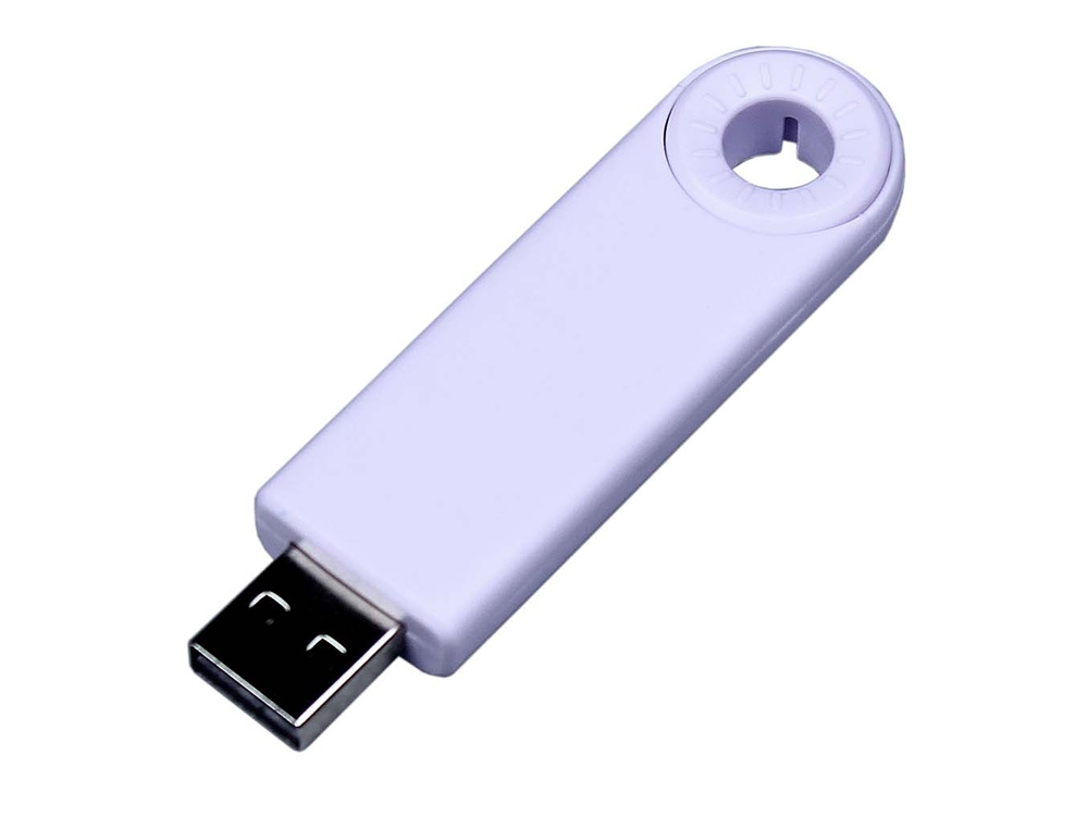 USB 3.0- флешка промо на 32 Гб прямоугольной формы, выдвижной механизм - 64Gb, белый