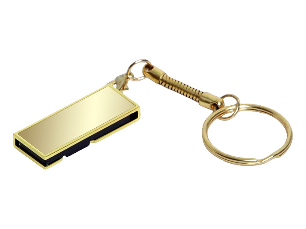 USB 2.0- флешка на 16 Гб с поворотным механизмом и зеркальным покрытием - 64Gb, золотистый