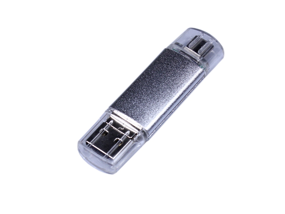 USB 2.0/micro USB/Type-C- флешка на 64 Гб - 32Gb, серебристый