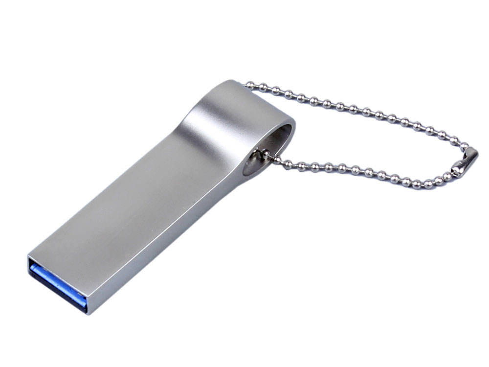 USB 2.0-флешка на 512 Мбайт с мини чипом и боковым отверстием для цепочки - 128Gb, серебристый