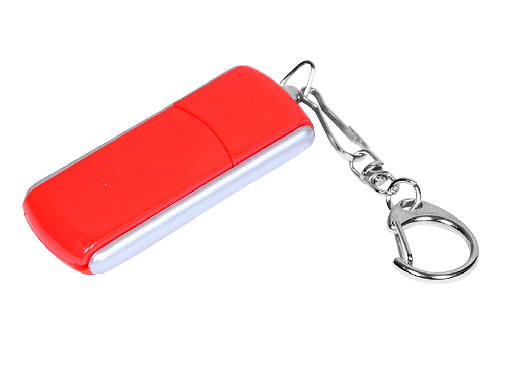 USB 3.0- флешка промо на 32 Гб с прямоугольной формы с выдвижным механизмом - 64Gb, красный-серебристый