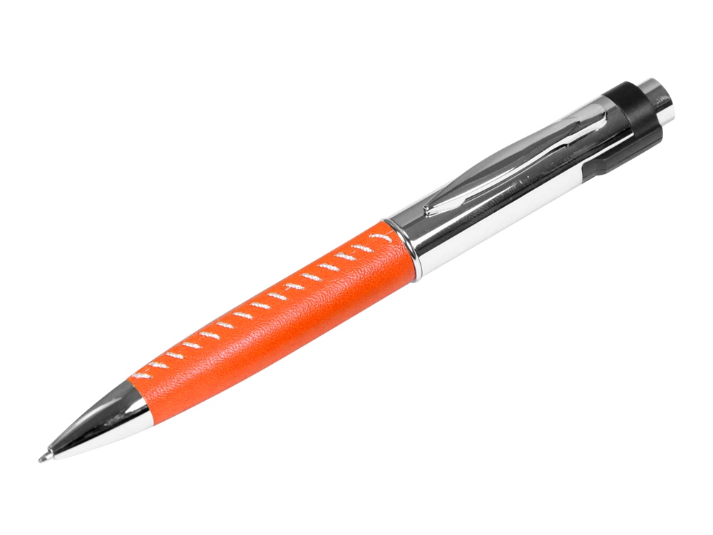 USB 2.0- флешка на 16 Гб в виде ручки с мини чипом - 64Gb, оранжевый-серебристый