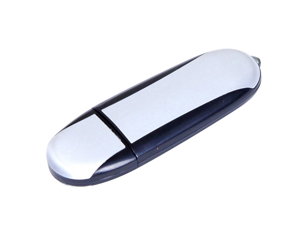 USB 2.0- флешка промо на 16 Гб овальной формы - 4Gb, серебристый-черный