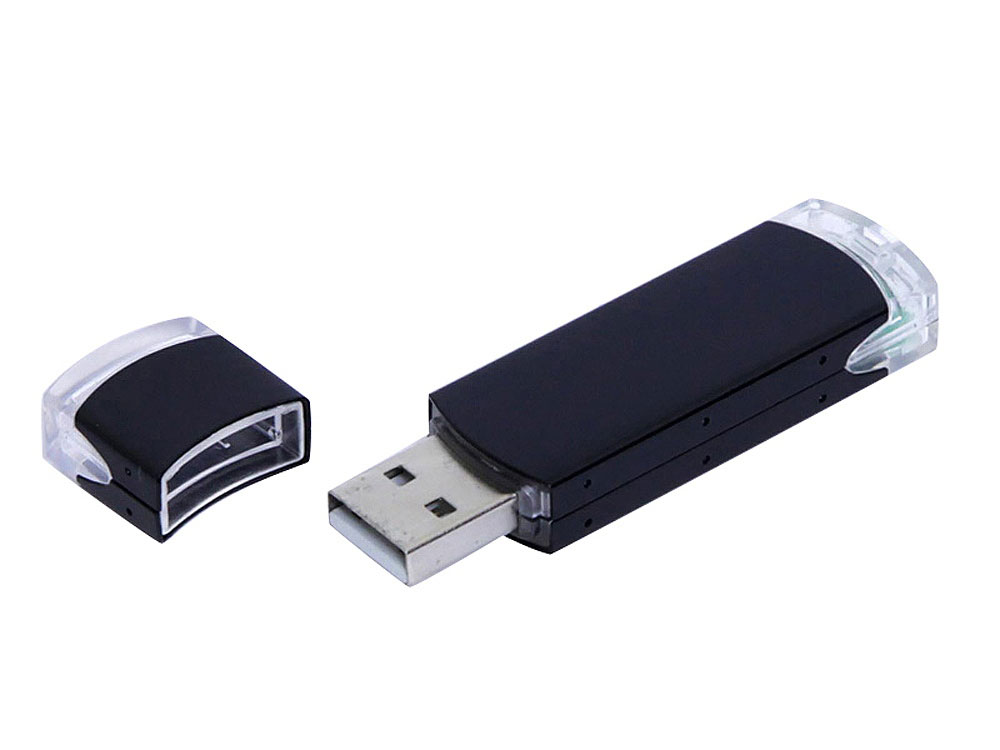 USB 3.0- флешка промо на 32 Гб прямоугольной классической формы - 64Gb, черный