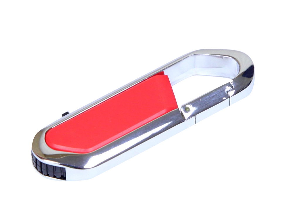 USB 2.0- флешка на 16 Гб в виде карабина - 64Gb, красный-серебристый