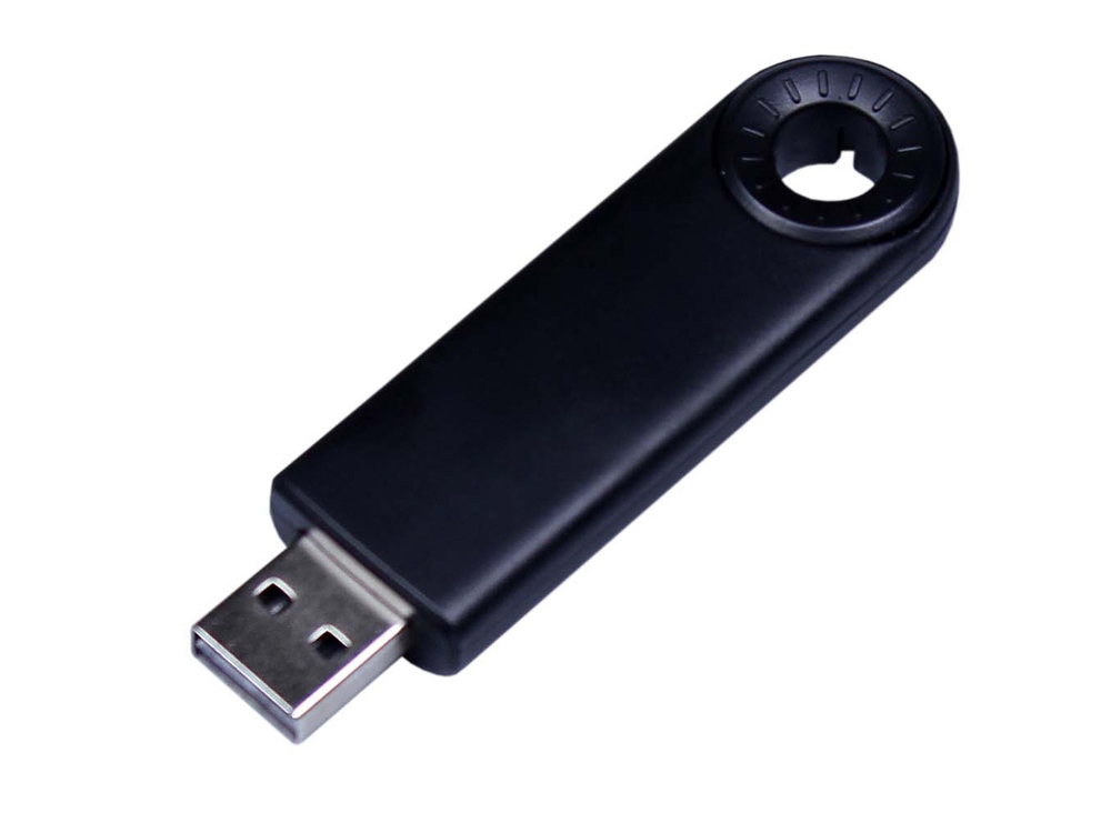 USB 3.0- флешка промо на 32 Гб прямоугольной формы, выдвижной механизм - 32Gb, черный