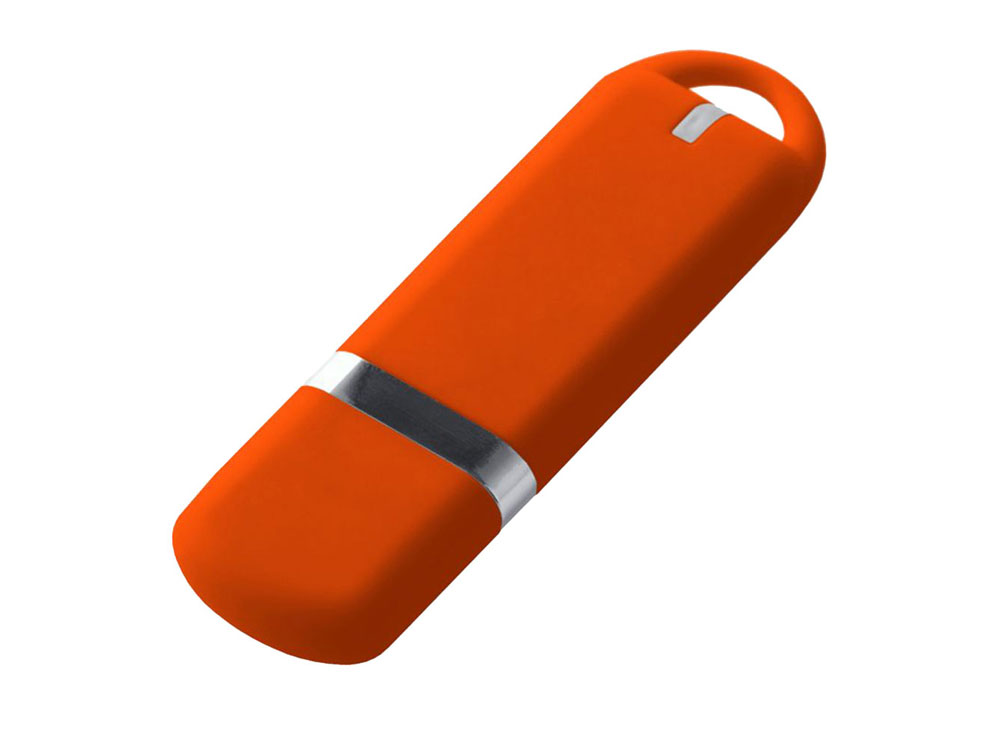 USB 2.0- флешка на 16 Гб, soft-touch - 4Gb, оранжевый