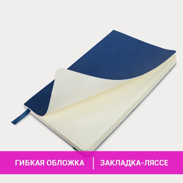 Блокнот А5 (130х210 мм), BRAUBERG ULTRA, под кожу, 80 г/м2, 96 л., клетка, темно-синий, 113005 — изображение 9