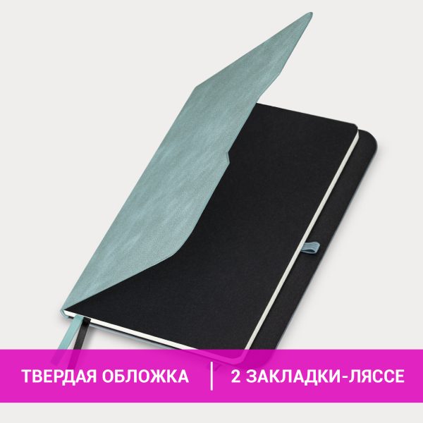 Блокнот А5 (162х218 мм), BRAUBERG "NOTE", под кожу софт-тач, с резинкой, 80 л., клетка, светло-серый, 113441 — изображение 9