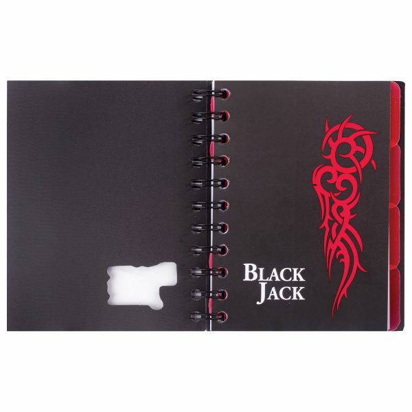 Блокнот МАЛЫЙ ФОРМАТ А6 105х148 мм, 150 л., гребень, пластик, клетка, BRAUBERG, "Black Jack", 125388 — изображение 4
