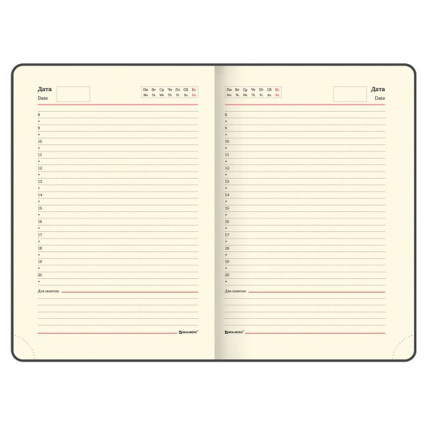 Еженедельник датированный 2026 МАЛЫЙ ФОРМАТ 105х160 мм, А6, BRAUBERG "Imprint", тиснение, фиолетовый, 117210 — изображение 10