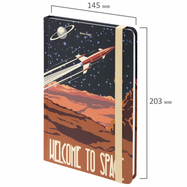 Блокнот с резинкой в клетку 96 л., А5 (145х203 мм), твердая обложка, BRAUBERG, "SpaceX", 113724 — изображение 3