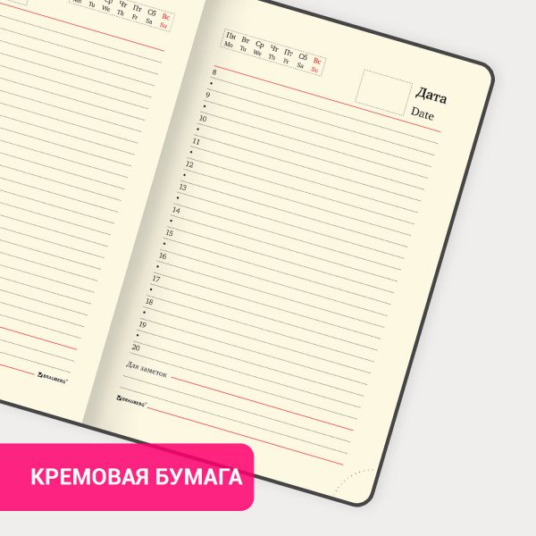 Еженедельник датированный 2026 МАЛЫЙ ФОРМАТ 95х155 мм, А6, BRAUBERG "Wood", под кожу, бордо, 117196 — изображение 15