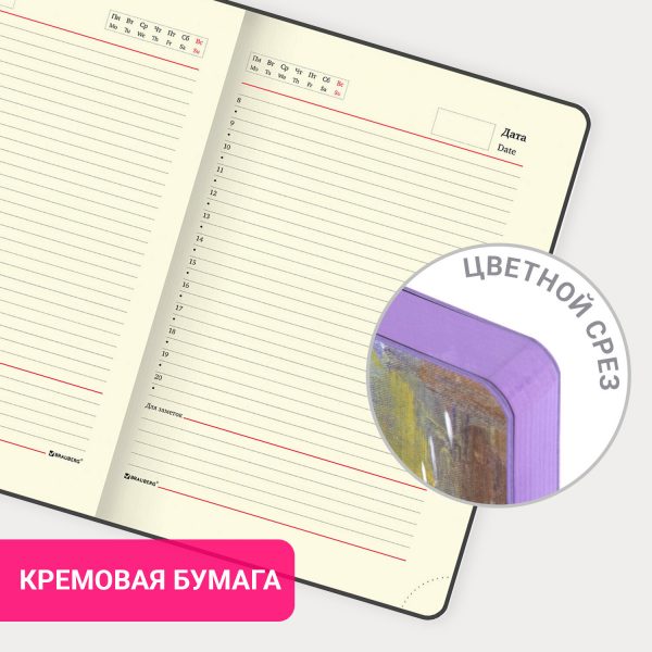 Еженедельник недатированный с резинкой 171х93 мм, BRAUBERG, твердый, 64 л., "Minimal", розовый, 116310 — изображение 15