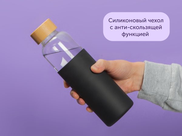 Стеклянная бутылка для воды в силиконовом чехле «Refine» — изображение 9