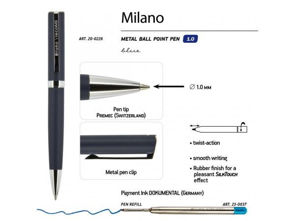 Ручка металлическая шариковая «Milano» — изображение 3
