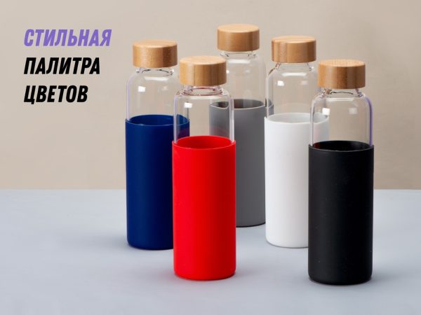 Стеклянная бутылка для воды в силиконовом чехле «Refine» — изображение 14