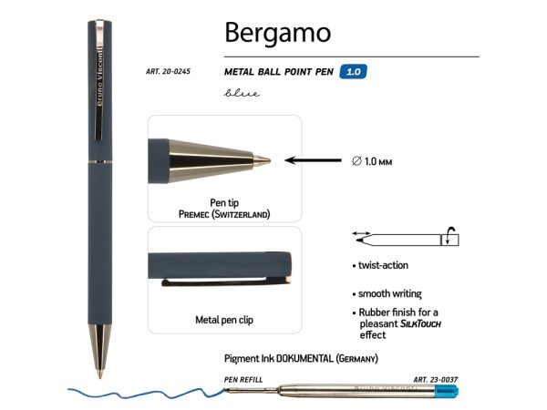 Ручка металлическая шариковая «Bergamo» — изображение 3