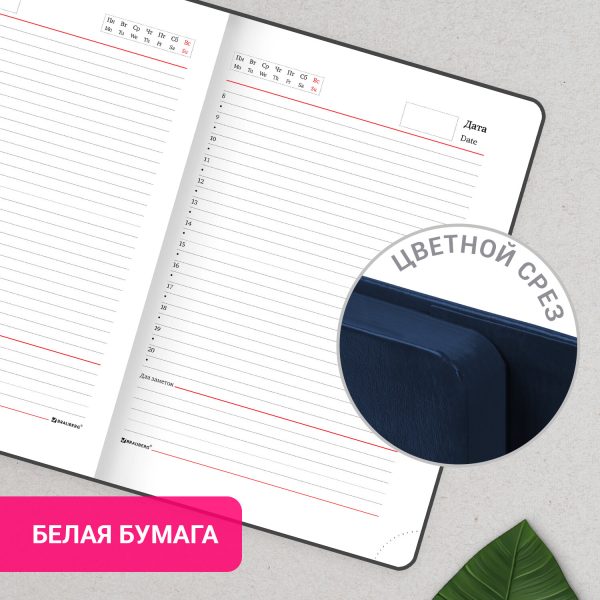 Еженедельник датированный 2026 МАЛЫЙ ФОРМАТ 105х160 мм, А6, BRAUBERG "Imprint", тиснение, зеленый, 117212 — изображение 15